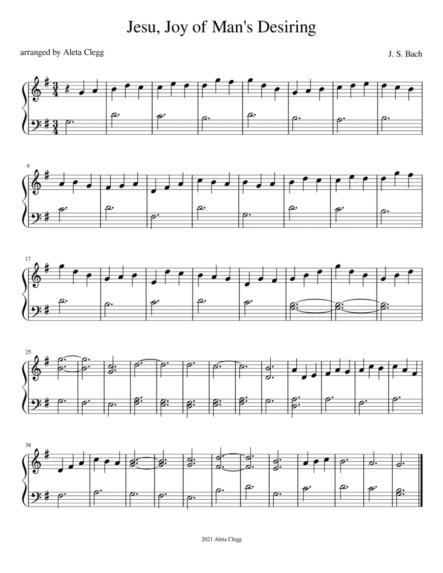 Jesu, Joy of Man's Desiring (arr. Aleta Clegg)
