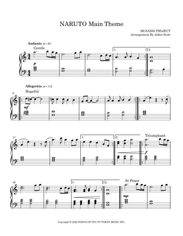 Naruto Main Theme (arr. Aiden Scott)