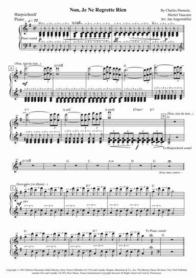 Non, Je Ne Regrette Rien (arr. Jan Angermüller)