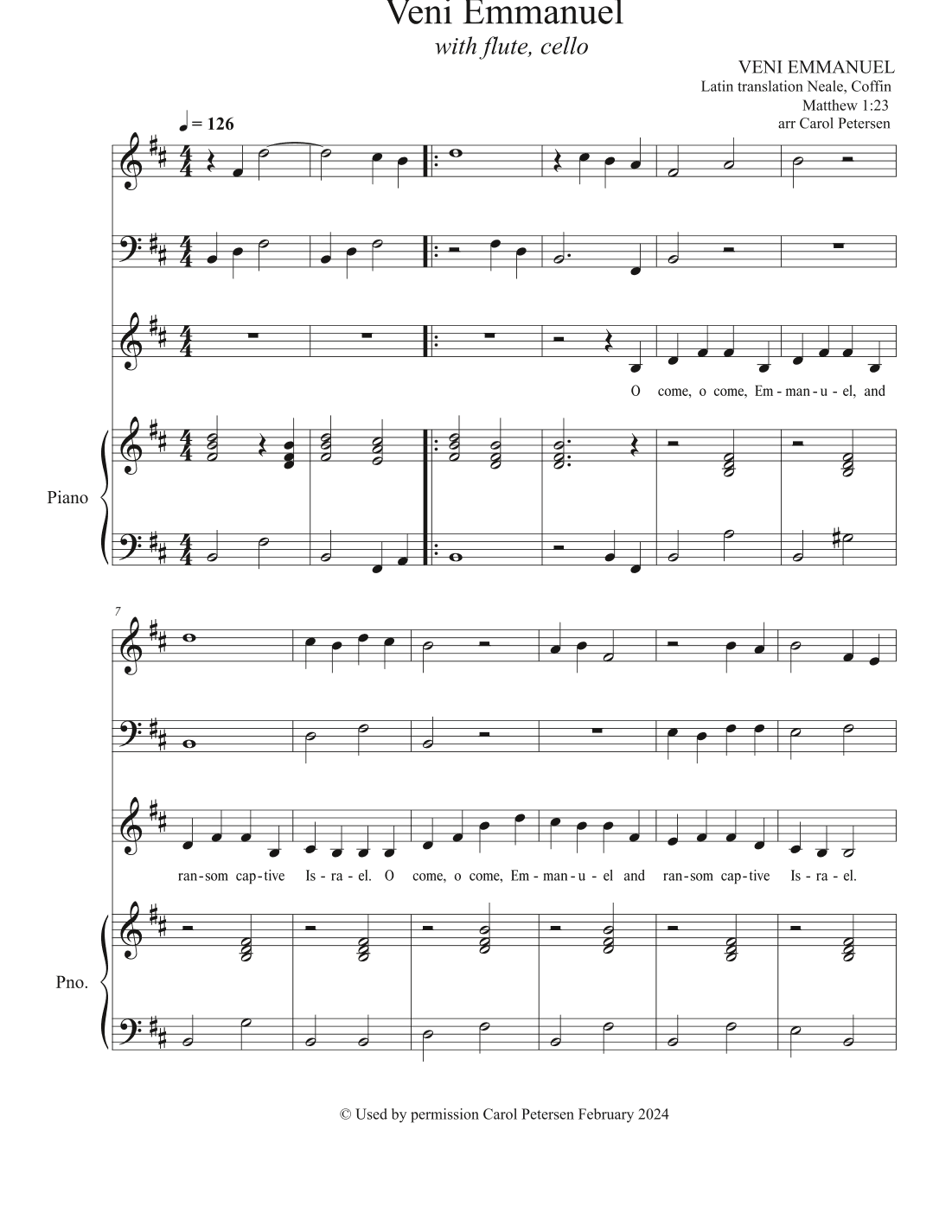 Veni Emmanuel (arr. Carol Petersen)