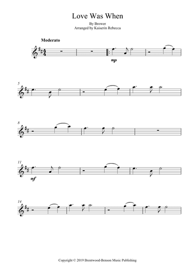 Love Was When (arr. Kaiserin Rebecca)