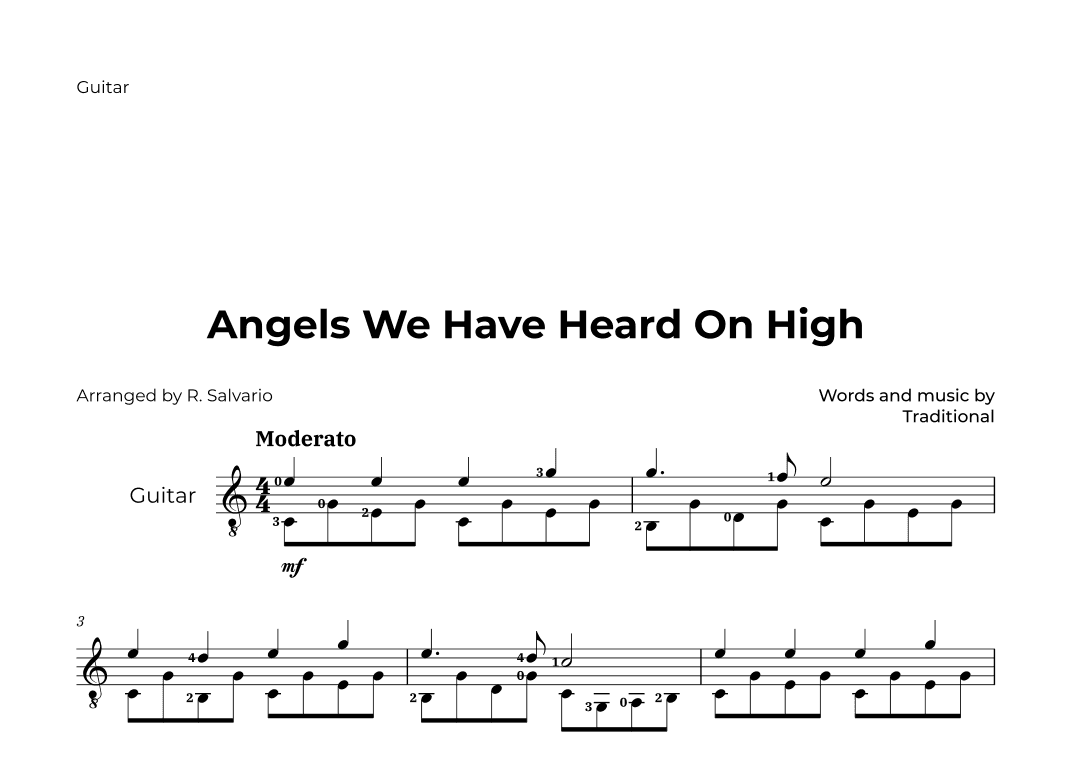 Angels We Have Heard On High (Key of C Major) (arr. R. Salvario)