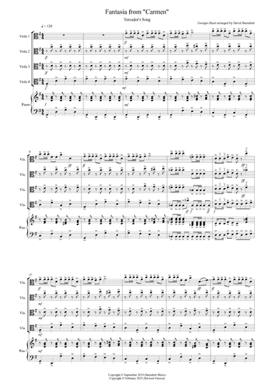 Toreador's Song (Fantasia) for Viola Quartet (arr. David Burndrett)