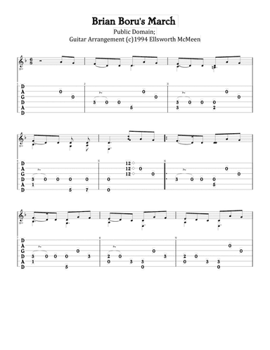 Brian Boru's March (For Fingerstyle Guitar Tuned DADGAD) (arr. Ellsworth McMeen)