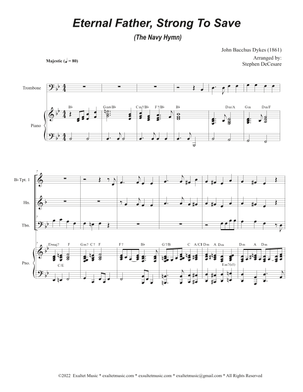 Eternal Father, Strong To Save (The Navy Hymn) (Brass Quartet and Piano) (arr. Stephen DeCesare)