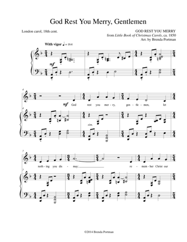 God Rest You Merry, Gentlemen, Low/Medium Voice, arr. Brenda Portman (arr. Brenda Portman)