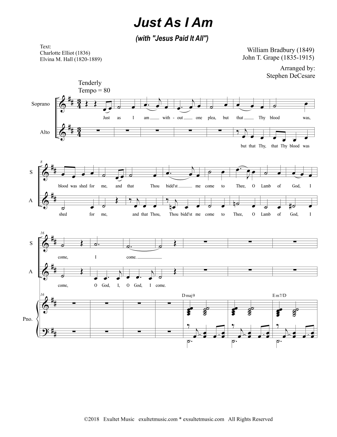 Just As I Am (with "Jesus Paid It All") (2-part choir - (SA) (arr. Stephen DeCesare)