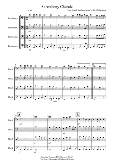 St Anthony Chorale for Trombone Quartet (arr. David Burndrett)