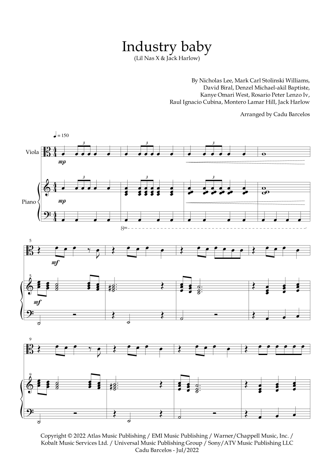 Industry Baby (arr. Cadu Barcelos)