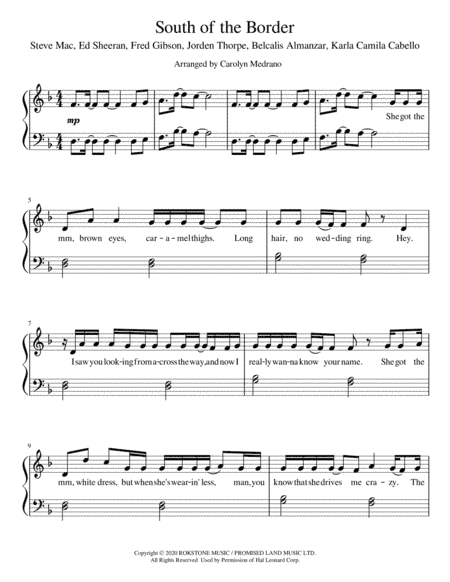 South Of The Border (arr. Carolyn Medrano)
