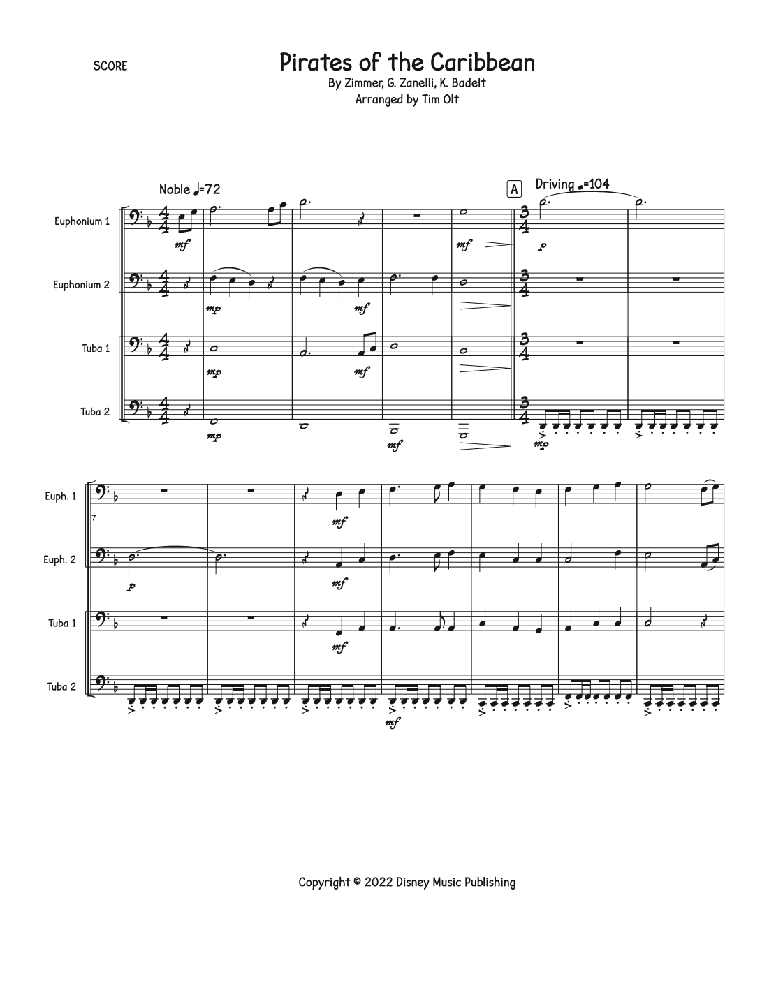 Pirates Of The Caribbean (arr. Tim Olt)