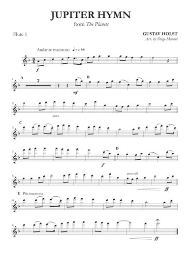 Jupiter Hymn from "The Planets" for Flute Quartet (arr. Diego Marani)