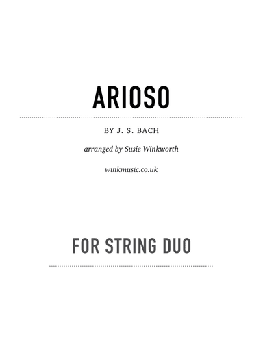Bach Arioso (arr. Susie Winkworth winkmusic.co.uk)