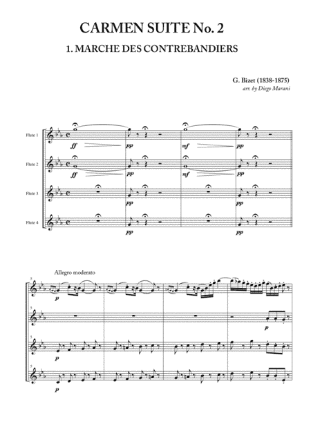 Smugglers' March from "Carmen Suite No. 2" for Flute Quartet (arr. Diego Marani)