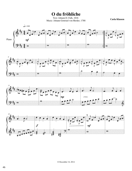 Oh, How Joyfully * O du fröhliche (arr. Carla Klassen)