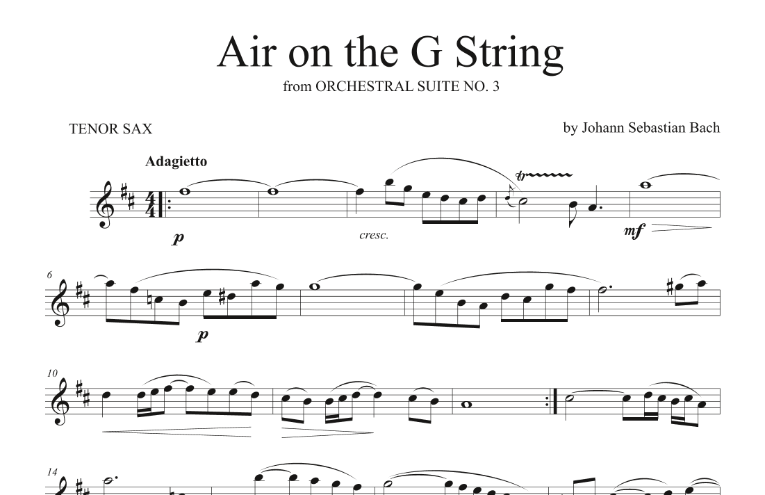 Air On the G String (Tenor Sax Solo) (arr. P. R. Frederick)