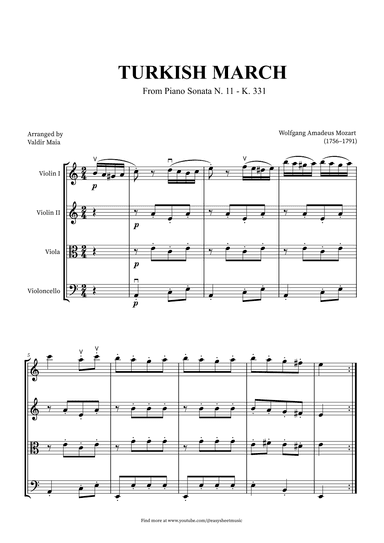 Turkish March - String Quartet (arr. Valdir Maia)