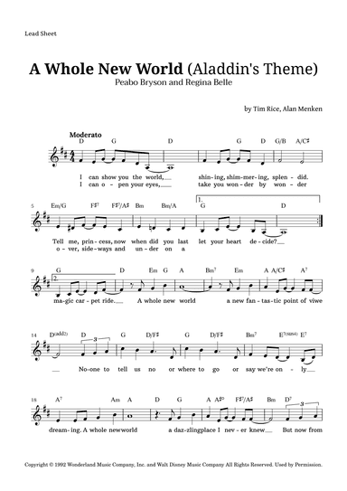 A Whole New World (aladdin's Theme) (arr. Langanho)