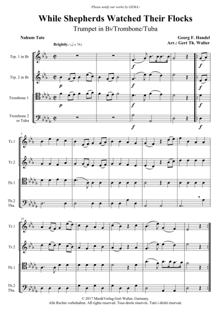 While Shepherds Watched Their Flocks (arr. Gert Th. Walter)