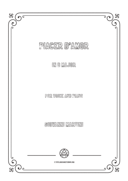 Giovanni-Piacer d'amor in B Major,for Voice and Piano (arr. MSM)
