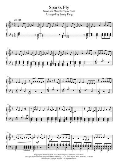 Sparks Fly (arr. Jenny Pang)