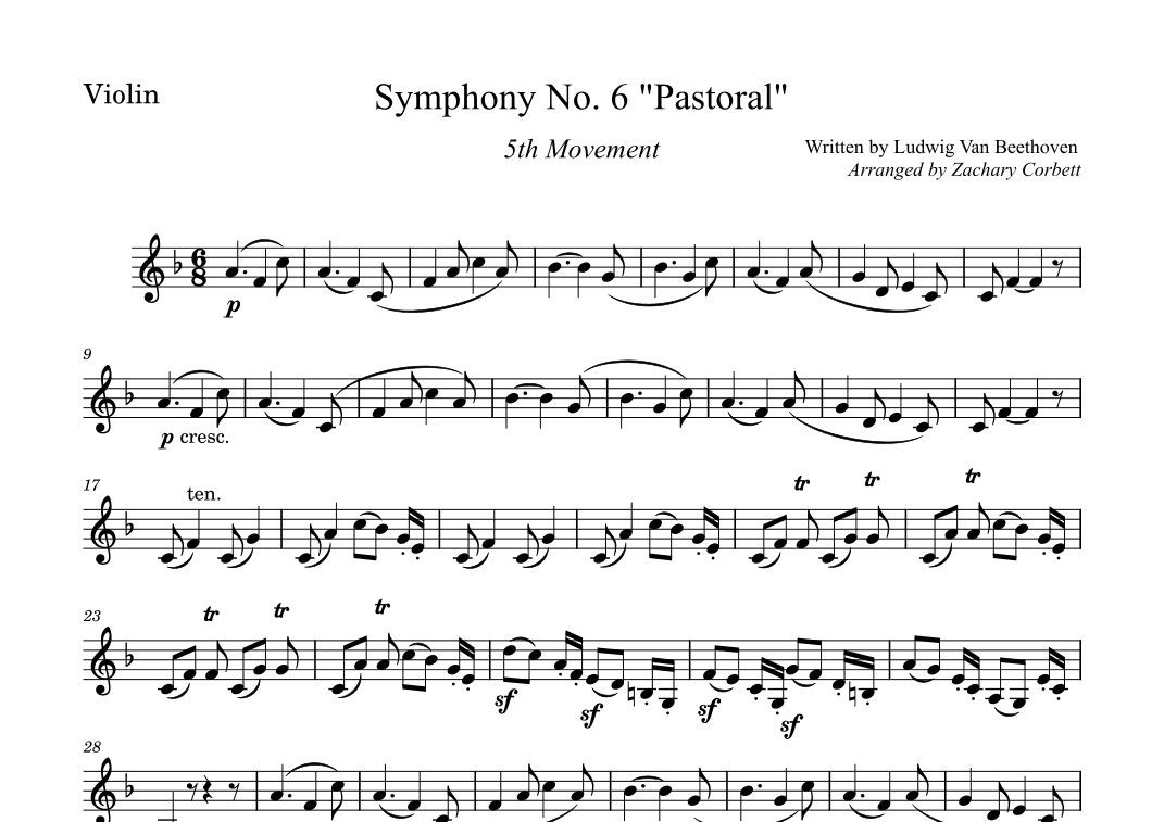 Symphony No. 6 5th Movement (arr. Zachary Corbett)