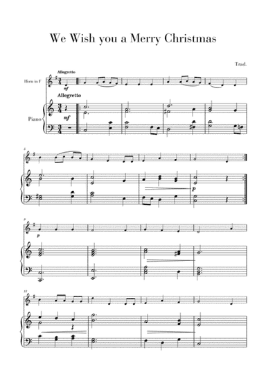 We Wish you a Merry Christmas for Horn in F and Piano (arr. Cadenza Editions)