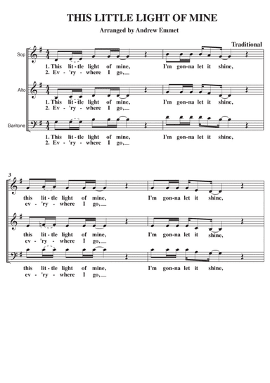 This Little Light Of Mine A Cappella SAB (arr. Andrew Emmet)