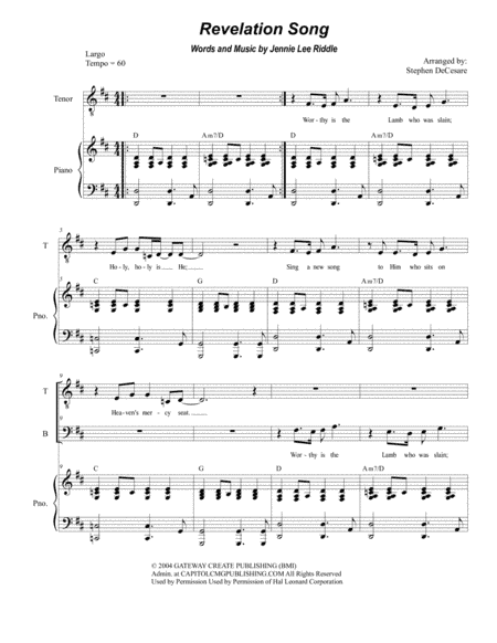 Revelation Song (arr. Stephen DeCesare)