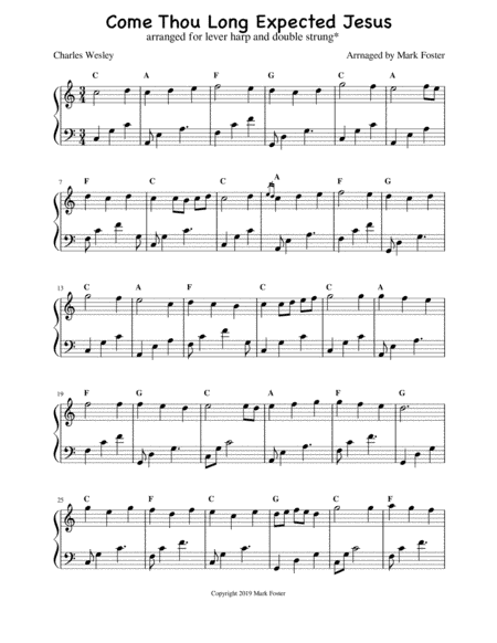 Come Thou Long Expected Jesus // Arranged for Lever Harp and Double Strung (arr. Mark Foster)