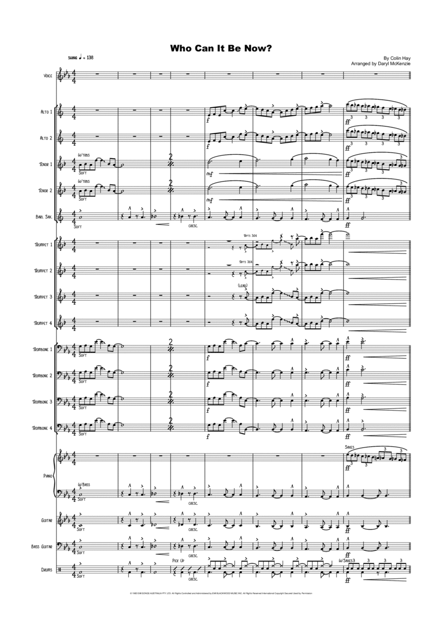 Who Can It Be Now? (arr. Daryl McKenzie)
