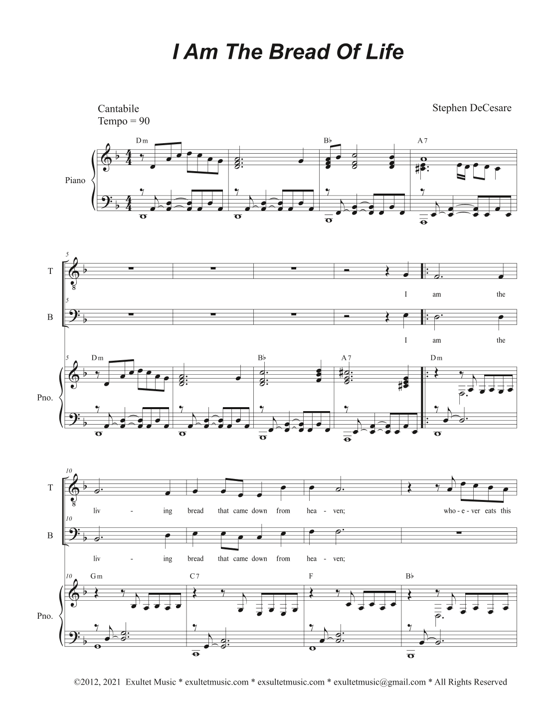 I Am The Bread Of Life (2-part choir - (TB)