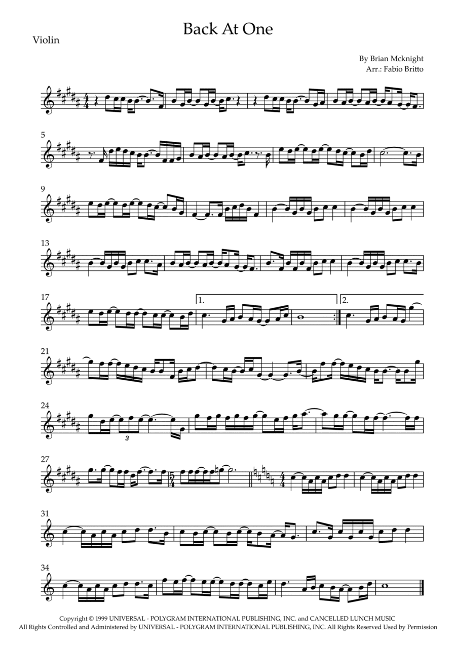 Back At One (arr. Fabio Britto)
