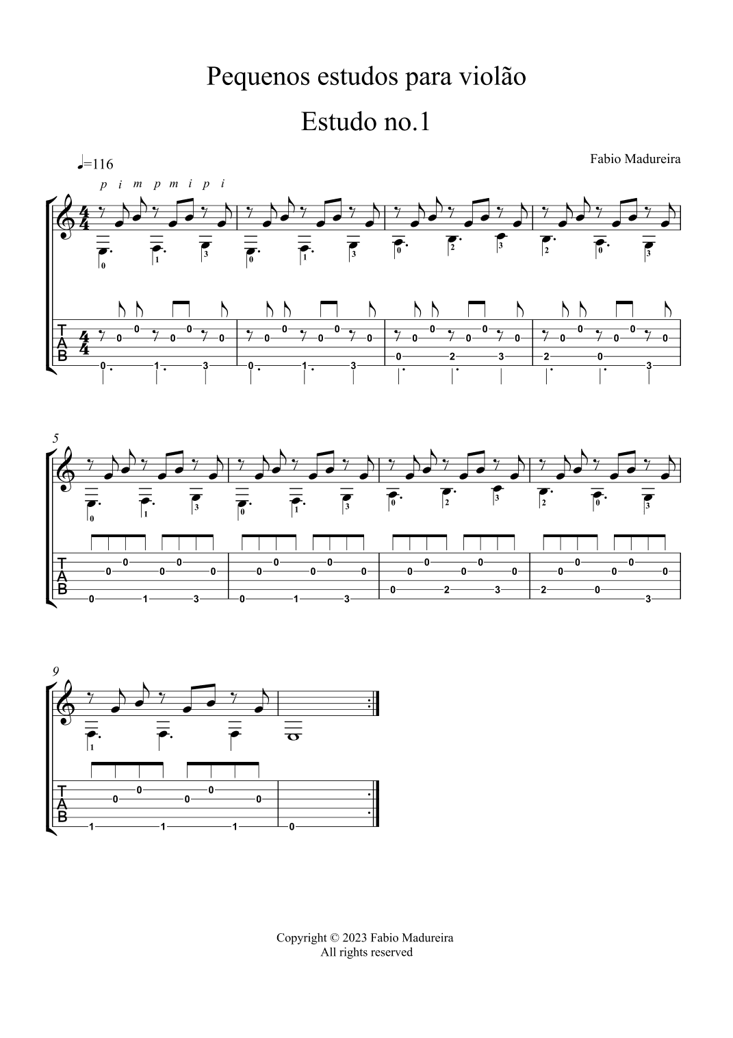 Pequenos estudos para viola~o