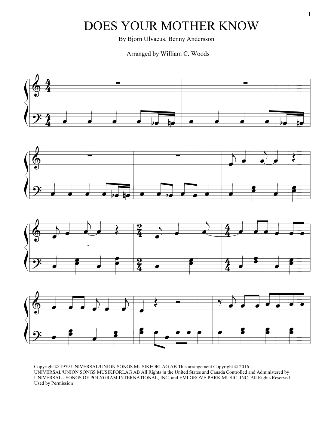 Does Your Mother Know (arr. William C. Woods)