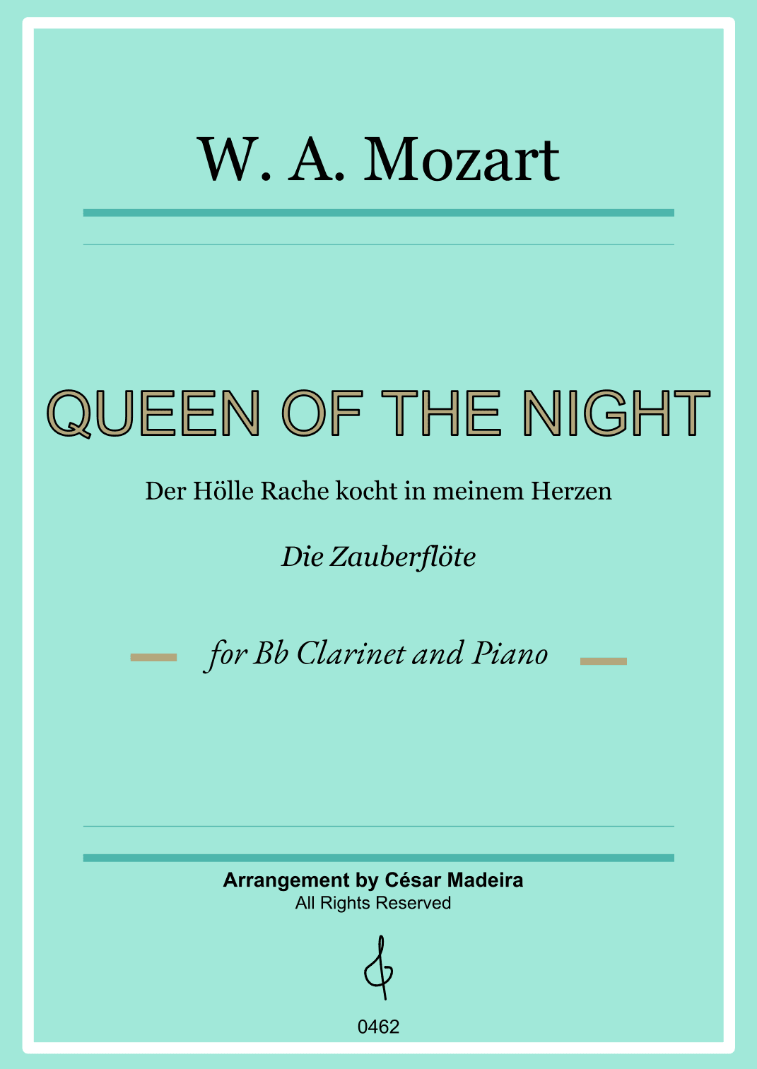Queen of the Night Aria - Bb Clarinet and Piano (Full Score) (arr. César Madeira)