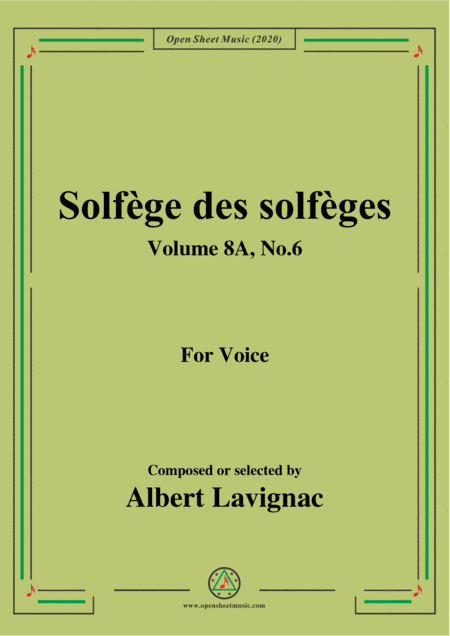 Lavignac-Solfège des solfèges,Volume 8A,No.6,for Voice (arr. MSM)
