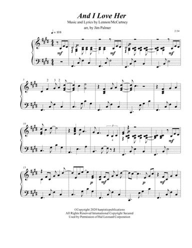 And I Love Her (arr. Jim Palmer)