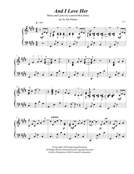 And I Love Her (arr. Jim Palmer)