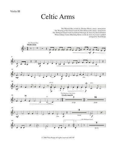 Celtic Arms - Violin III part (arr. Nick Raspa)