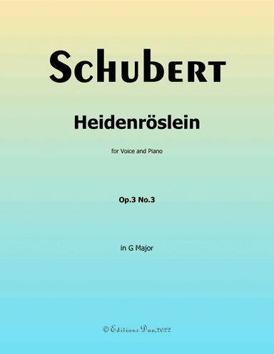 Heidenröslein, by Schubert, in G Major (arr. Editions Dao)