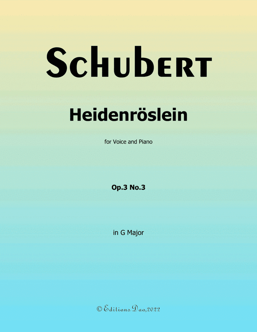 Heidenröslein, by Schubert, in G Major (arr. Editions Dao)