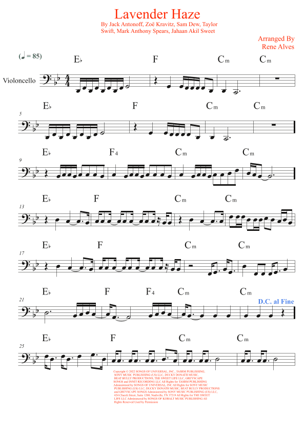 Lavender Haze (arr. Rene Alves)