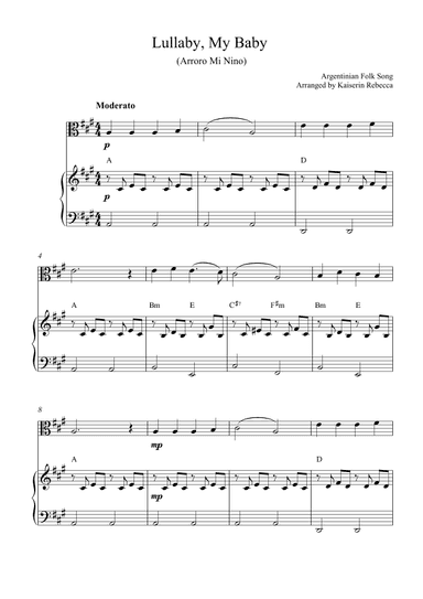 Lullaby, My Baby (Arroro Mi Nino) (arr. Kaiserin Rebecca)