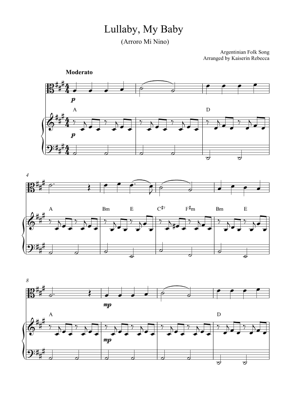 Lullaby, My Baby (Arroro Mi Nino) (arr. Kaiserin Rebecca)