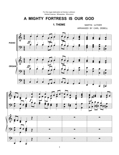 A Mighty Fortress -- Organ/Piano Duet (arr. Carl R. Ziebell)
