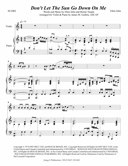 Don't Let The Sun Go Down On Me (arr. James M. Guthrie, ASCAP)