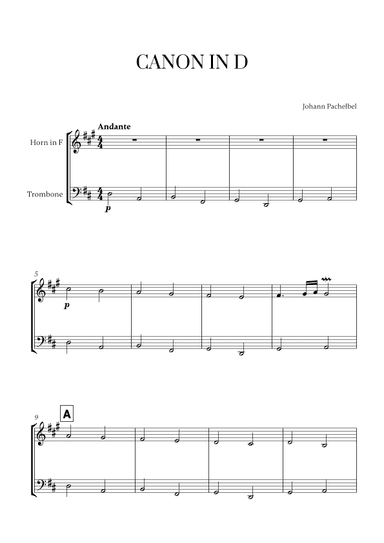 Canon in D (for French Horn and Trombone) (arr. Cadenza Editions)