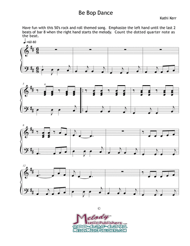 Piano solo late intermediate - "Be-Bop Dance"