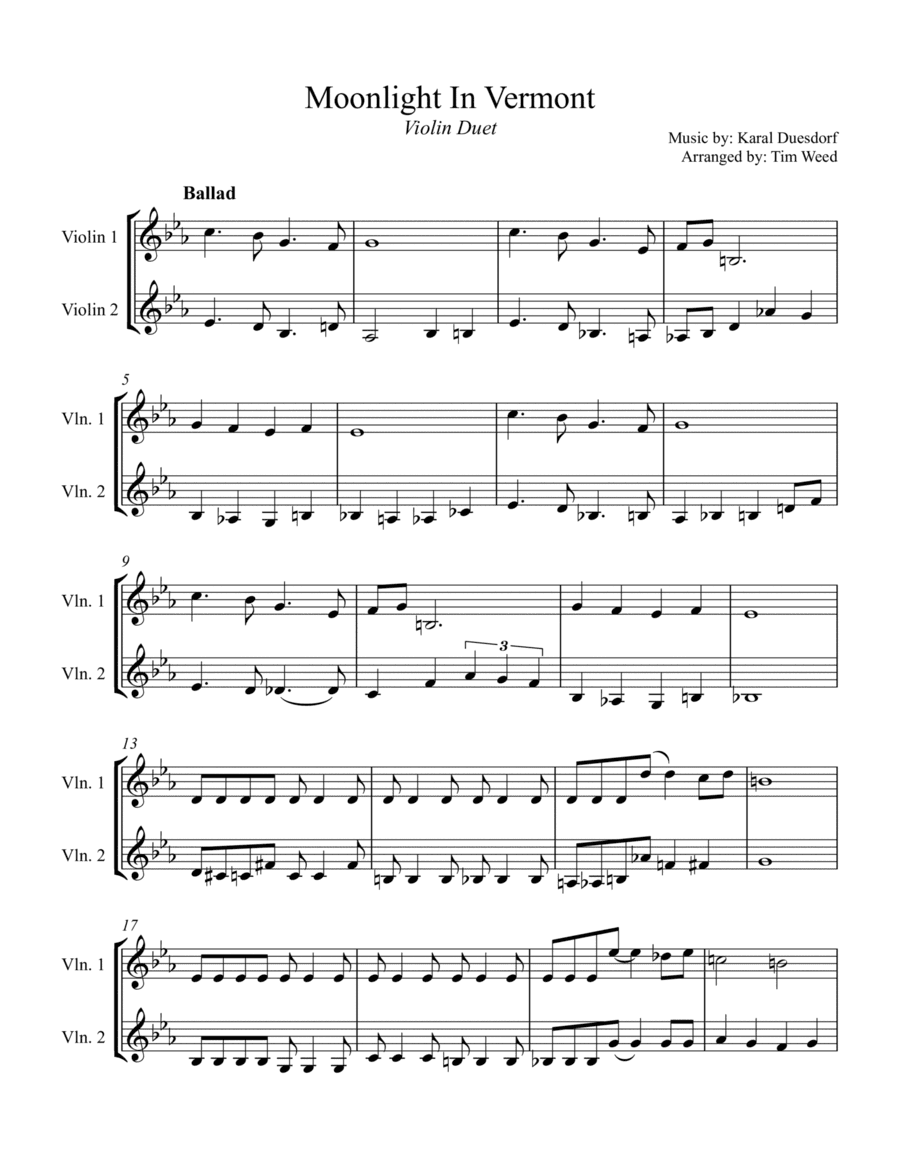 Moonlight In Vermont (arr. Tim Weed)